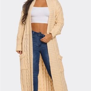 Love Sense Cable Knit Long Cardigan